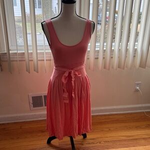 Sleeveless Pink Tie-Waist Midi Dress